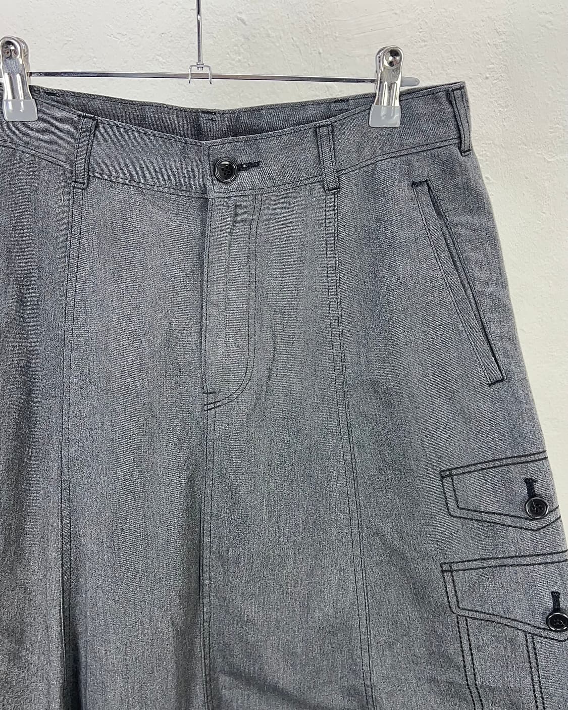 꼼데가르송 블랙 그레이 사루엘 스티치 페이크 포켓 팬츠 상품이미지3