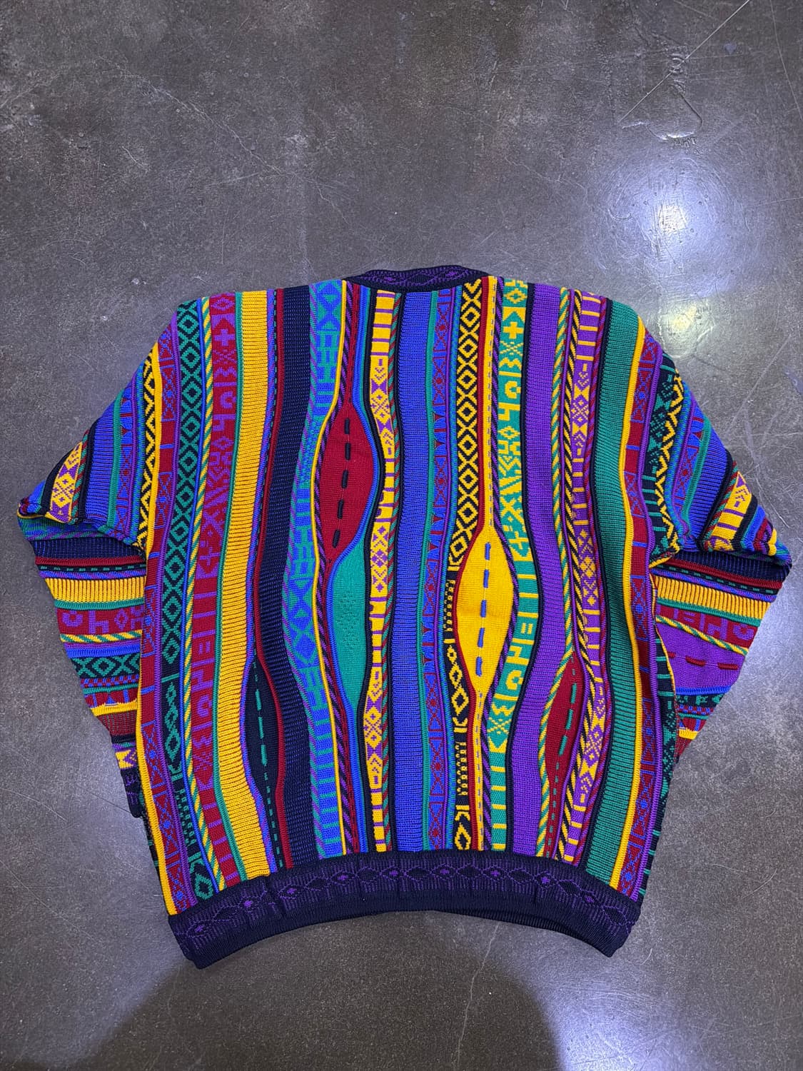 Emaroo 에마루 멀티 컬러 케이블 패턴 헤비 울 니트 가디건 M 상품이미지2