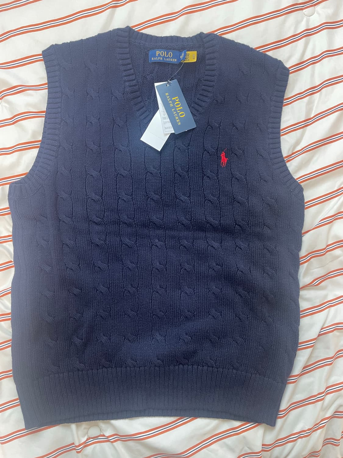 폴로 케이블 조끼 니트 네이비 m 상품이미지2