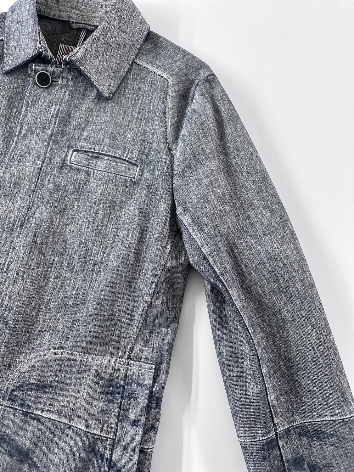 90s 마리떼 프랑소와 저버 패턴 데님 초어 코트 상품이미지5