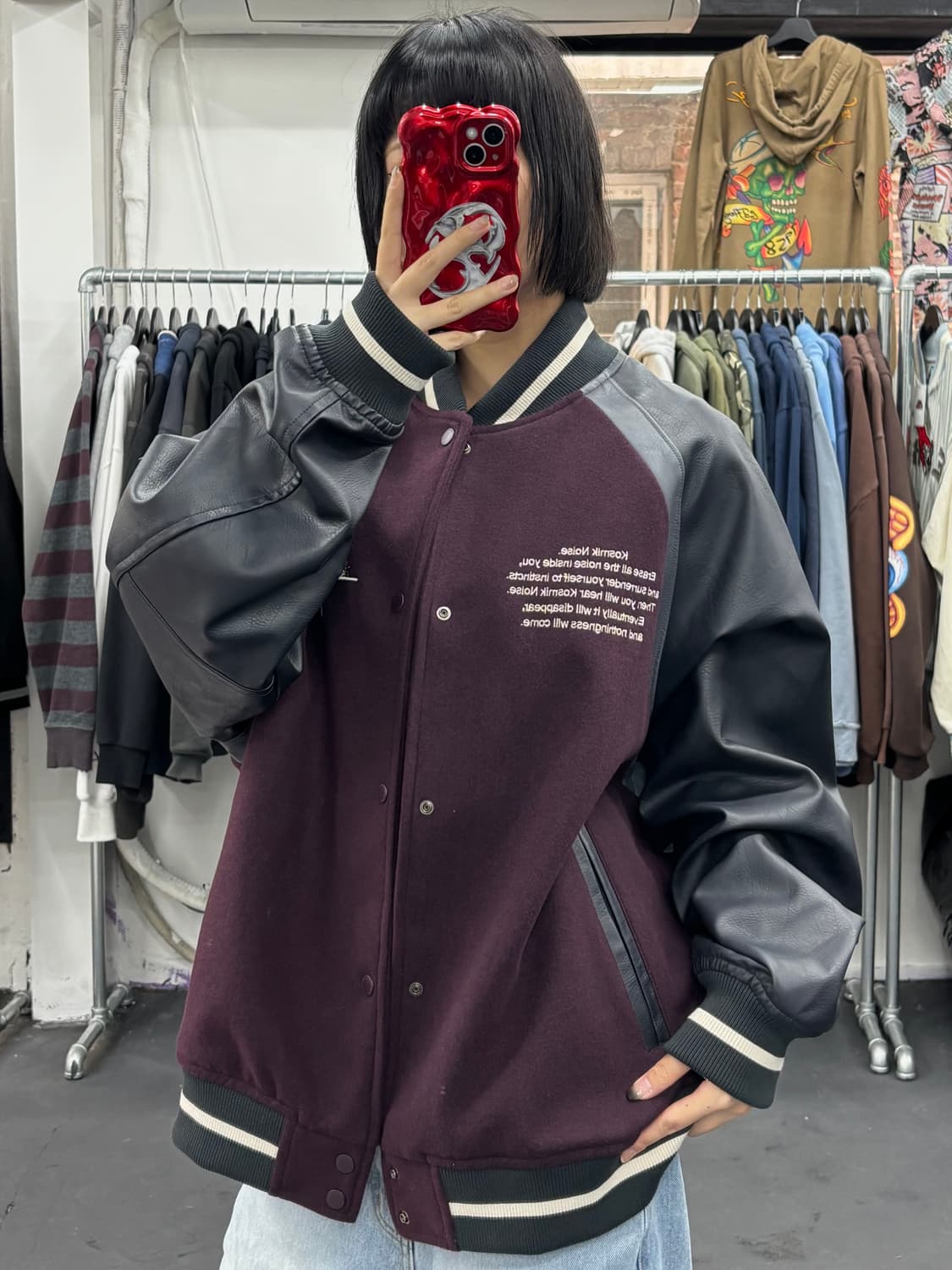 GU x 언더커버 버건디 바시티 상품이미지3