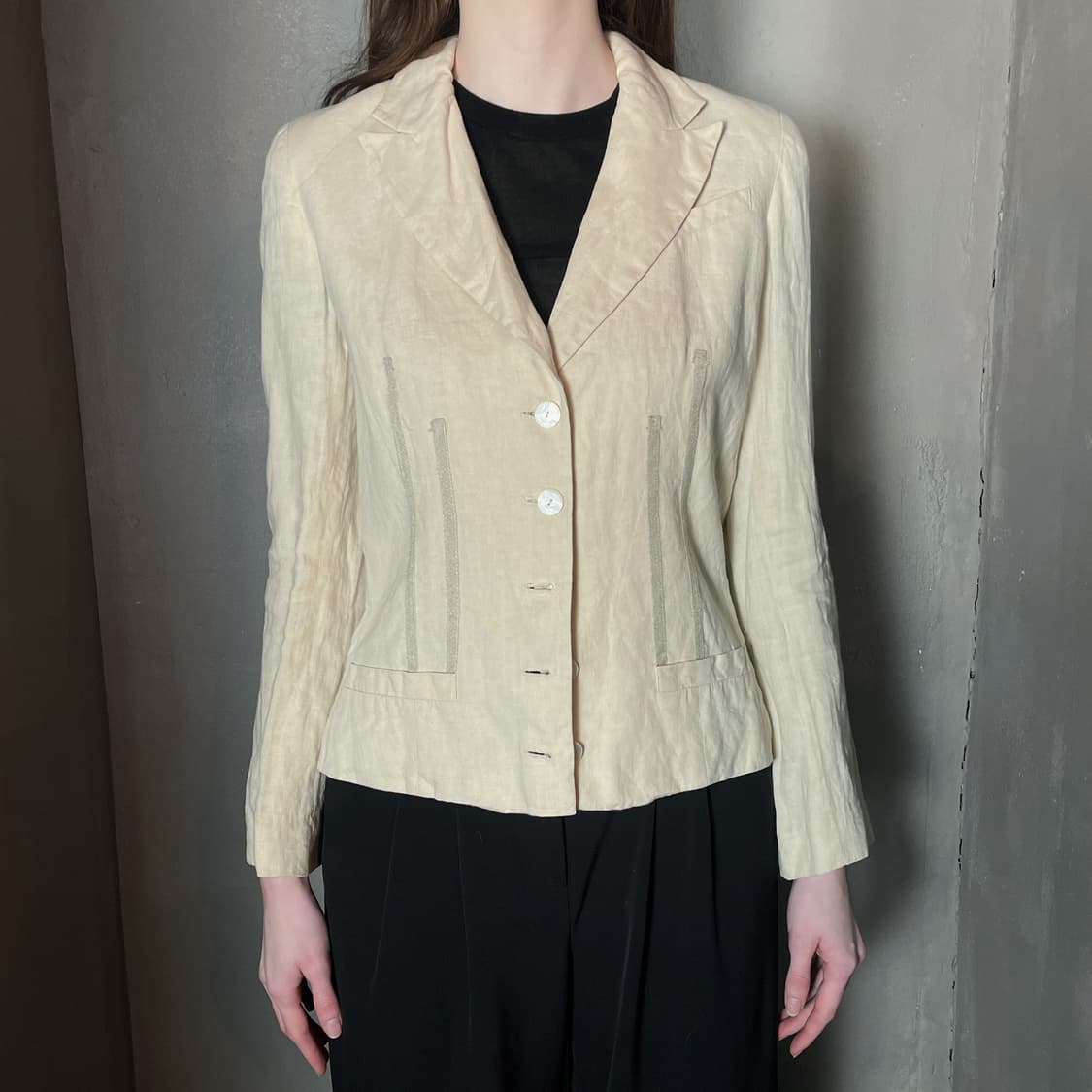 90s 겐조 오리엔탈 버드 자수 린넨 자켓 상품이미지6