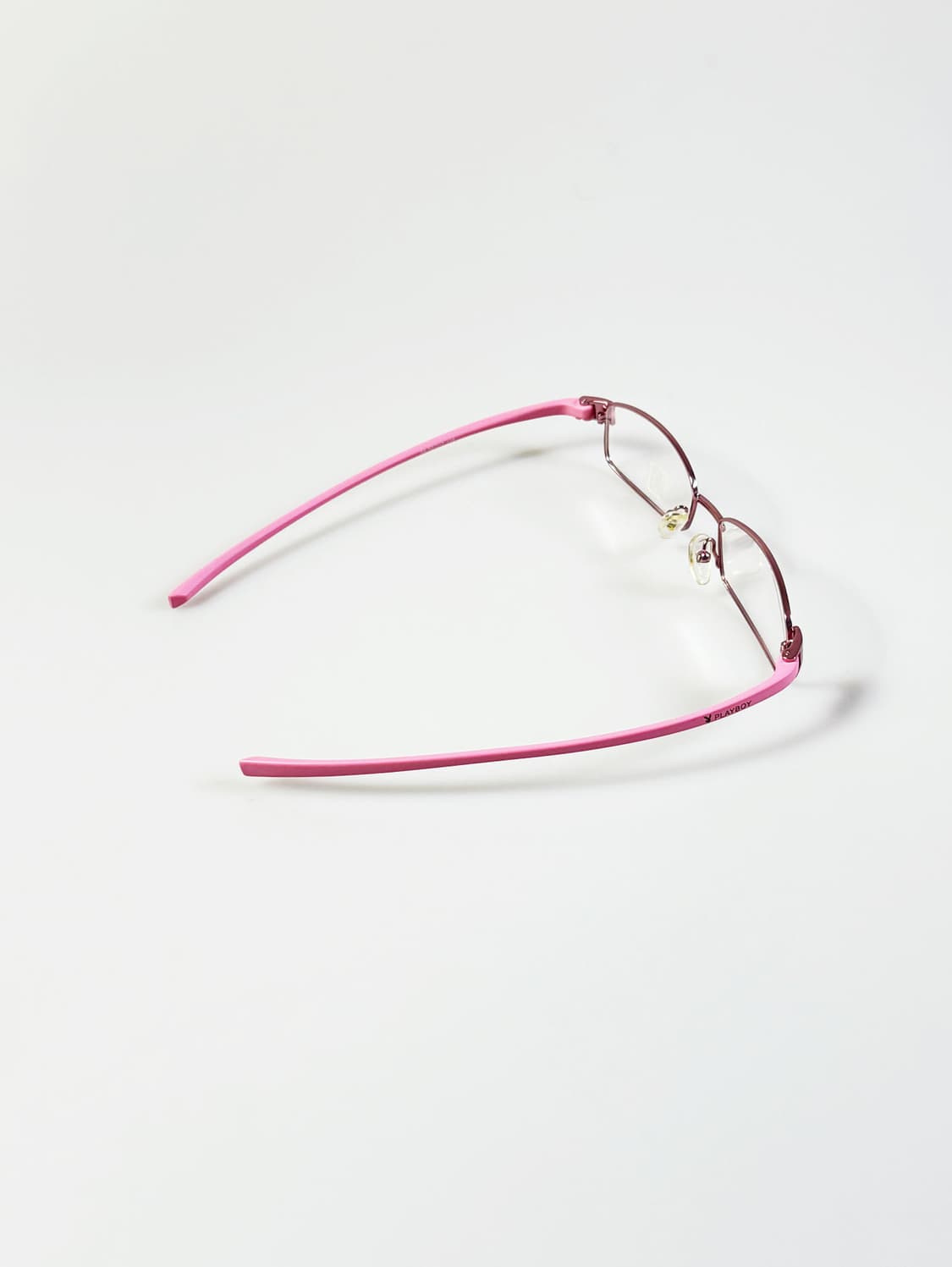 90s PLAYBOY 라이트 핑크 메탈 슬림 스퀘어 빈티지 안경 상품이미지4