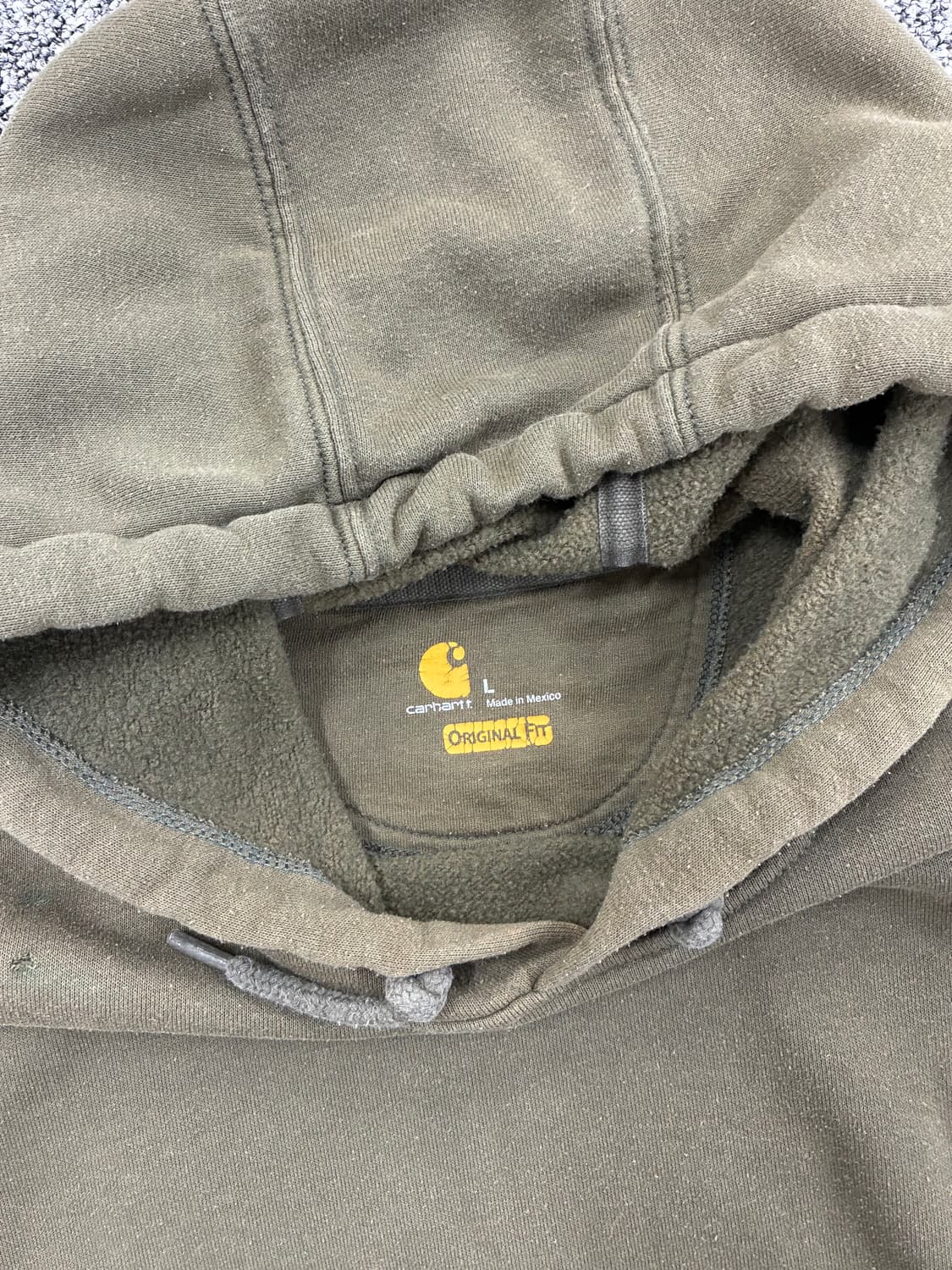 칼하트 올리브 그린 패치로고 후드티 L 상품이미지5