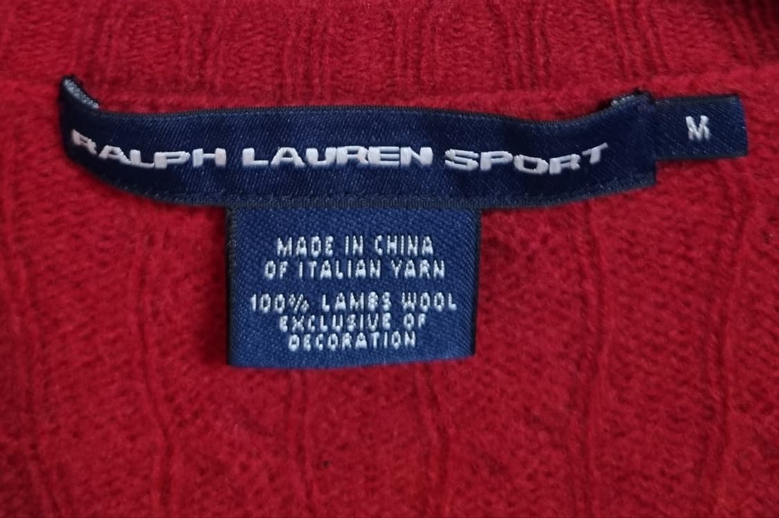 실측 XS (44) 폴로 레드 브이넥 꽈배기 니트 상품이미지4