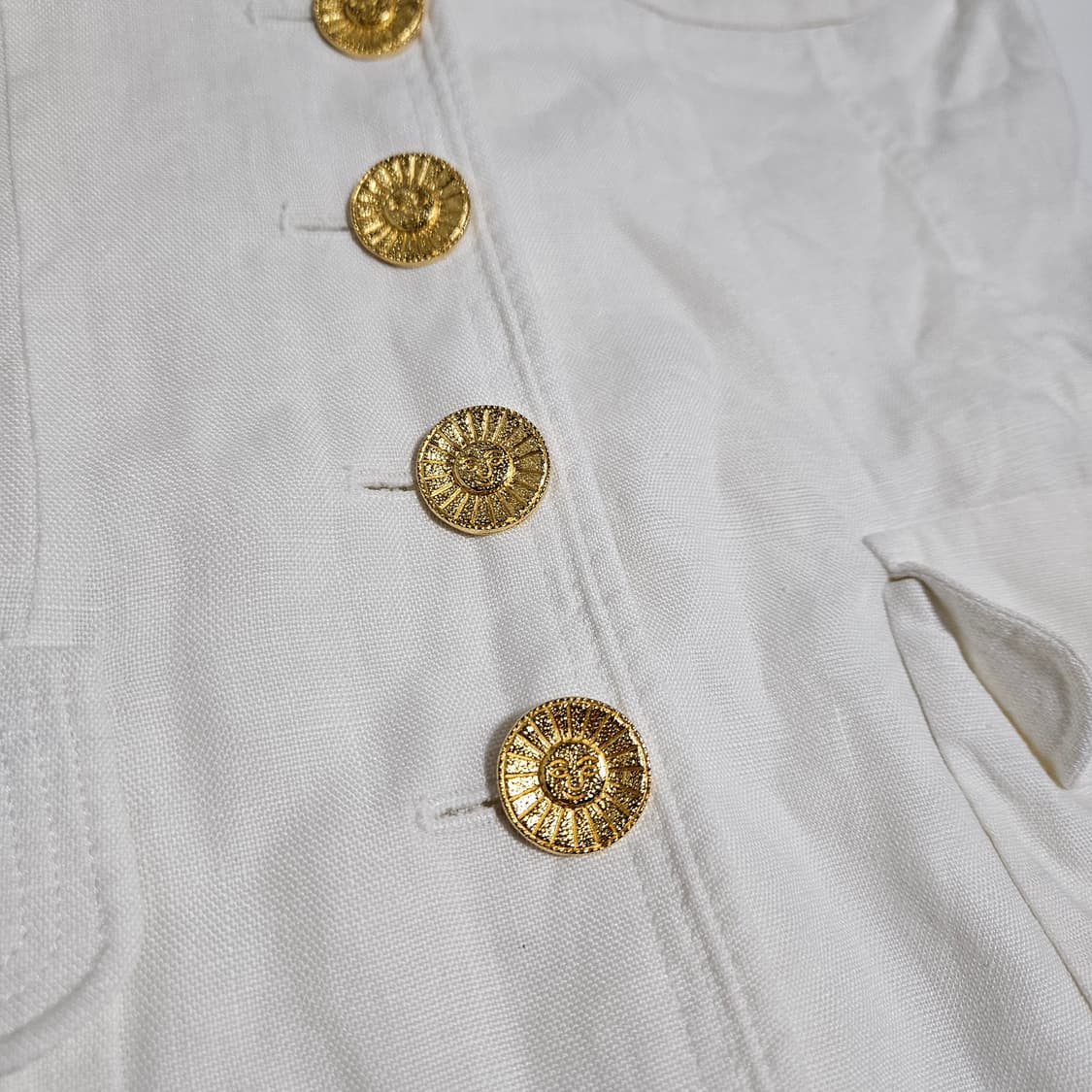 샤넬 빈티지 화이트 린넨 자켓[38] 상품이미지3