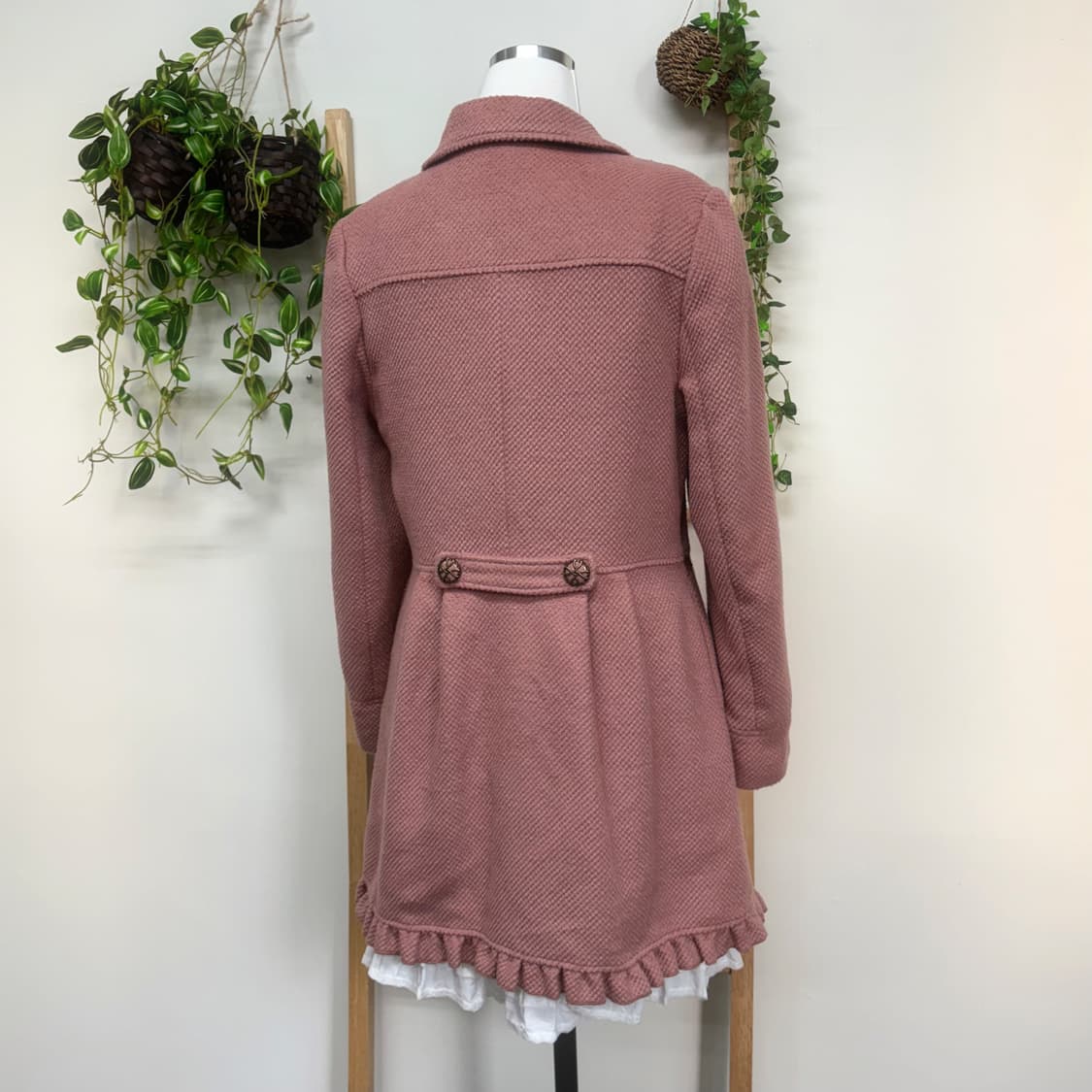 AXES FEMME 엑시즈팜/ 핑크레이스코트 둥근카라코트 뮤트핑크코트 상품이미지5