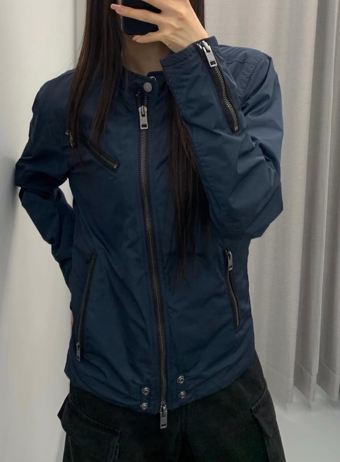 디젤 루즈핏 멀티 집 폴리쉘 바이커 자켓 상품이미지2