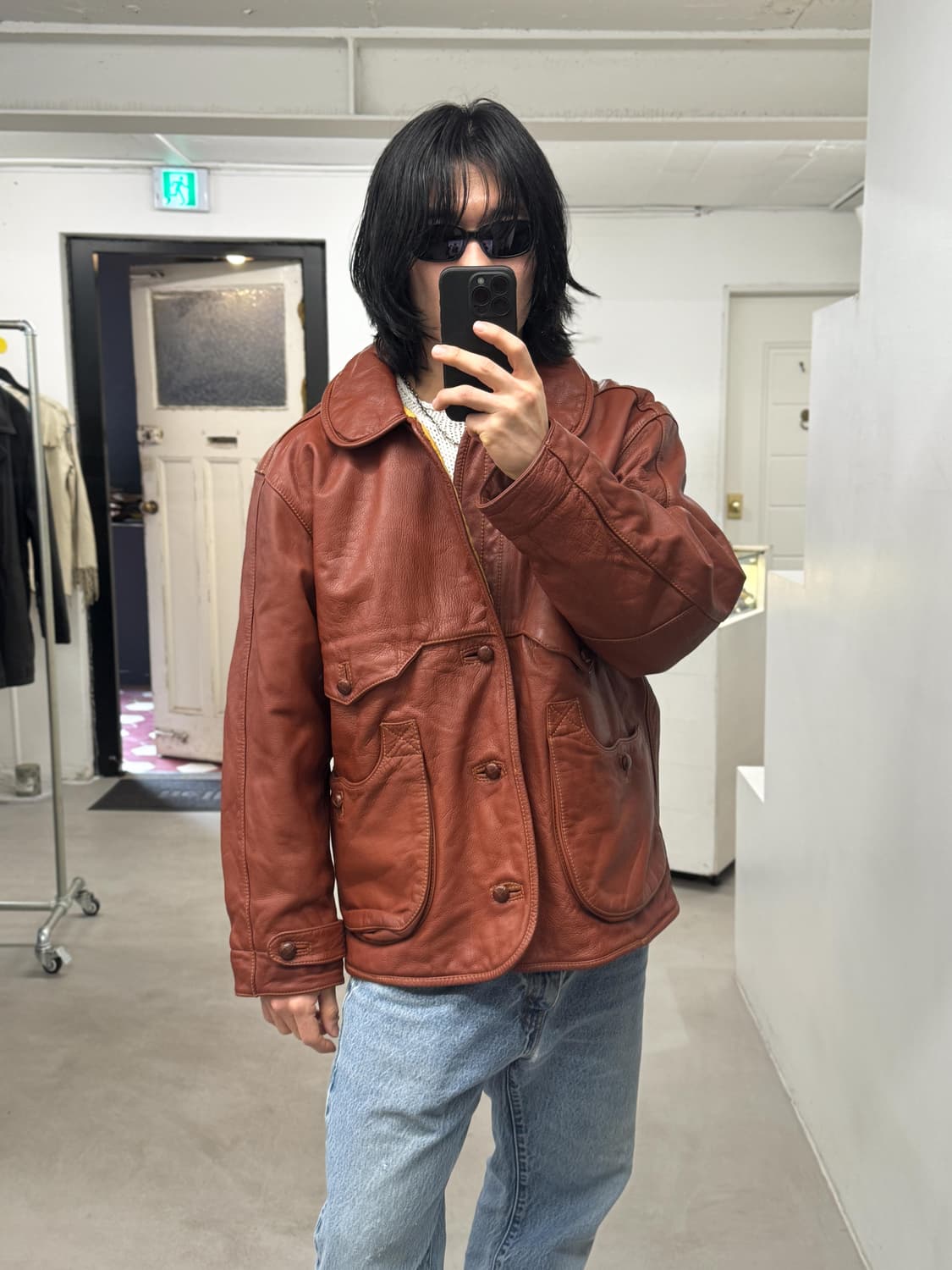 빈티지 레더 헌팅 자켓 상품이미지2