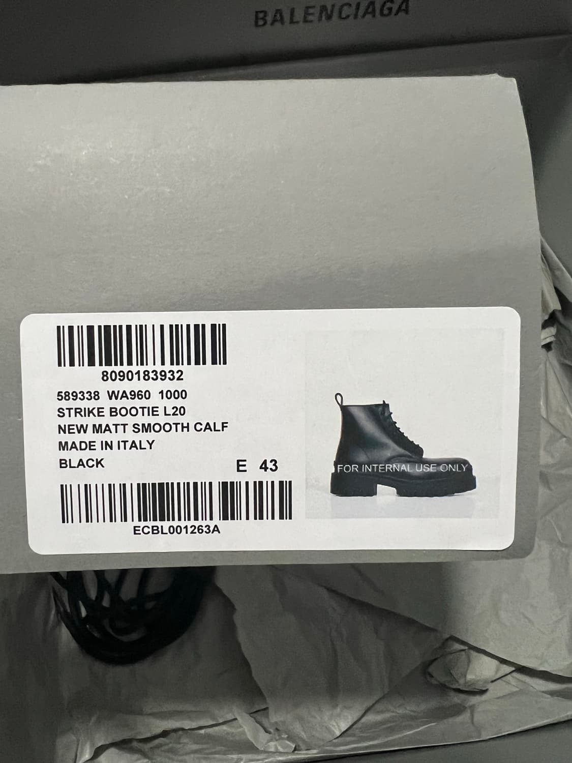 발렌시아가 스트라이크 레이스업 부츠 43사이즈 풀박스 상품이미지6