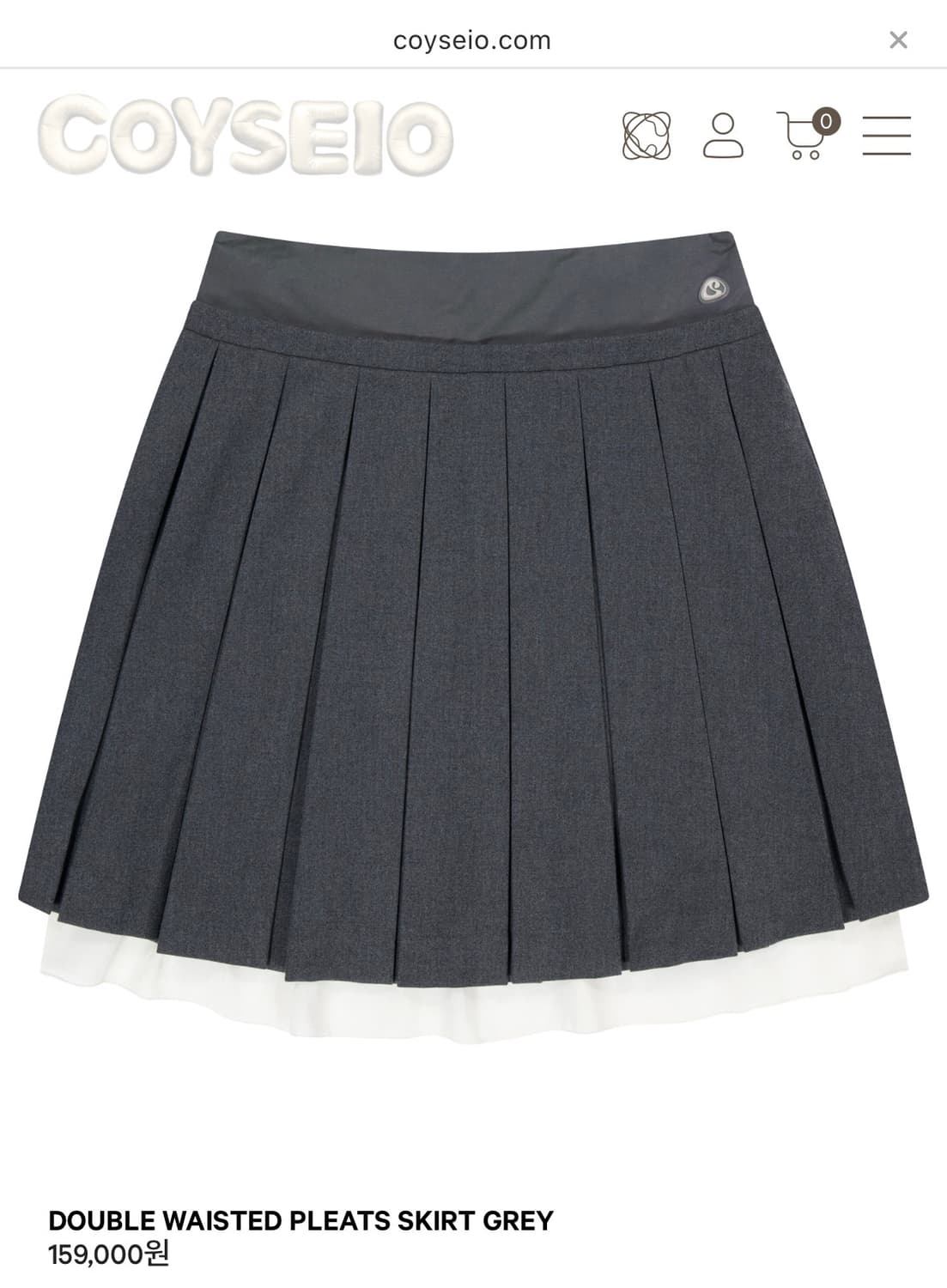 코이세이오 DOUBLE WAISTED PLEATS SKIRT GREY 상품이미지1