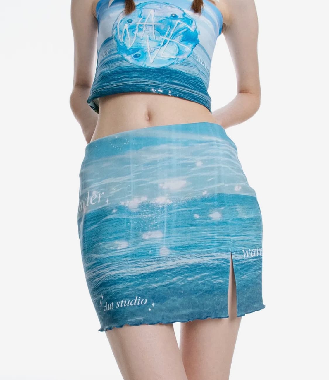 클럿스튜디오 언더 웨이브 트임 스커트 바다 물결 윤슬 여름 상품이미지1