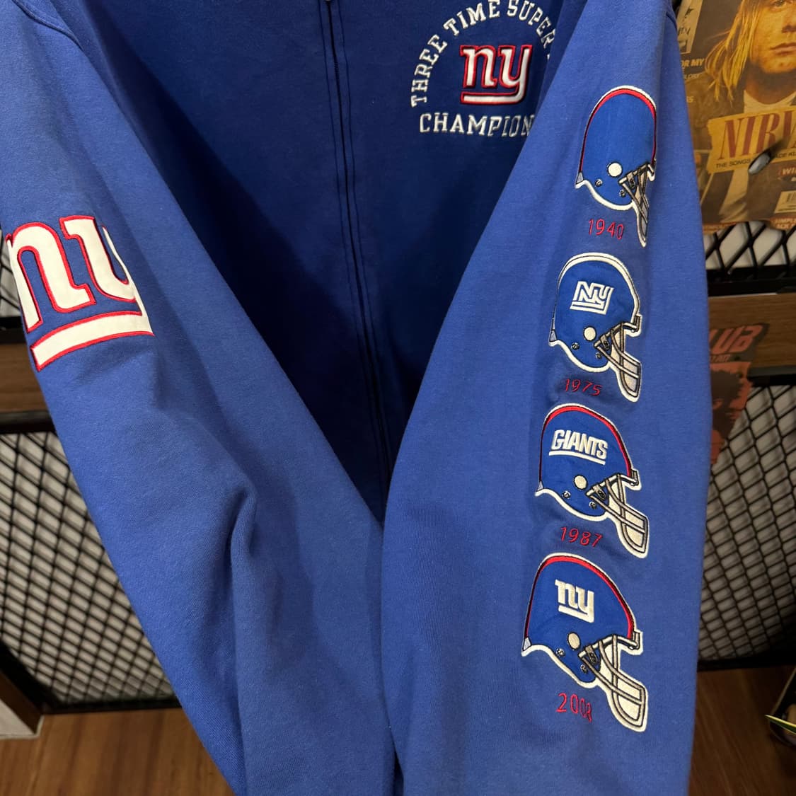 00s 리복 X NFL 뉴욕 자이언츠 집업 바시티자켓 블루 상품이미지6