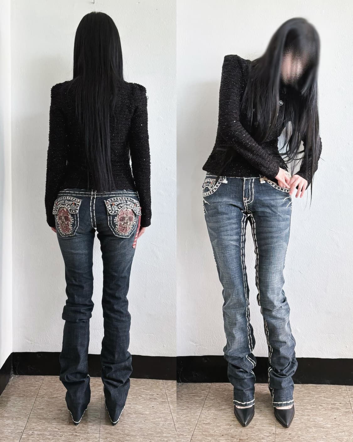 y2k 라구나 비치 스티치 로우라이즈 데님 상품이미지2