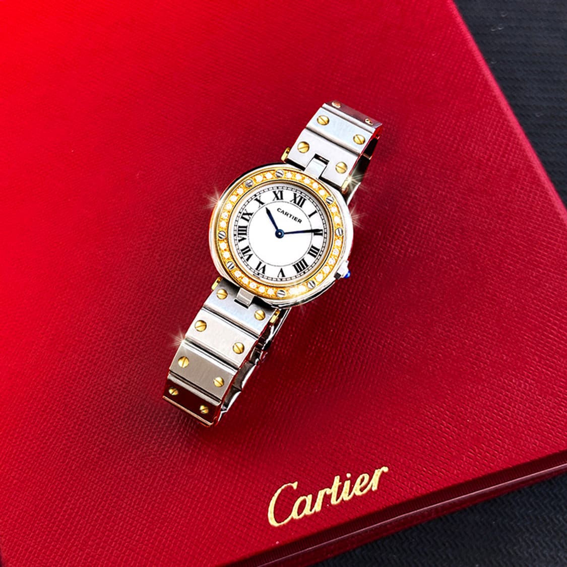 까르띠에 원형 산토스 콤비 여성 다이아몬드 시계 상품이미지1