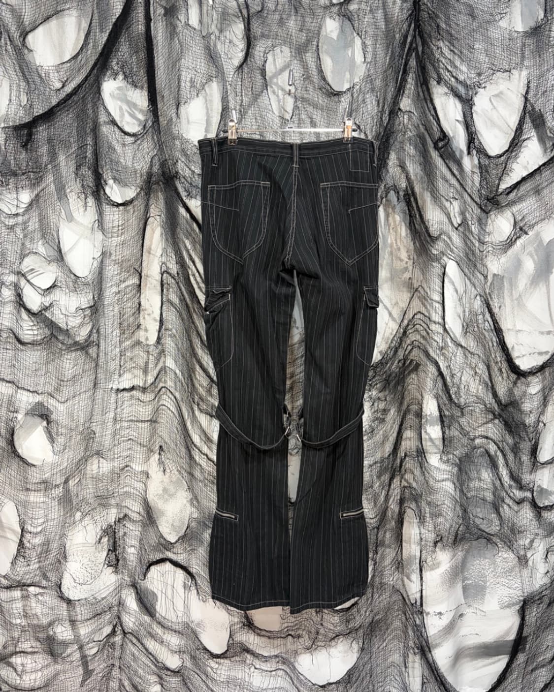 Y2K punk Stripe eyelet cargo pants 상품이미지3