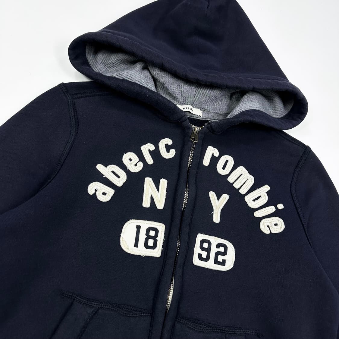 아베크롬비 og 걸즈 y2k 슬림핏 후드집업 네이비 실측여성XS 상품이미지3