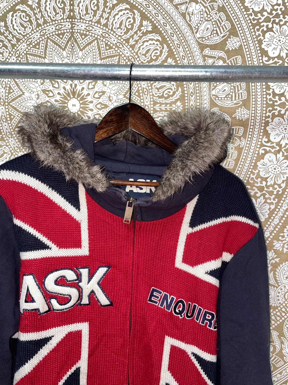 에스크 ask 성조기 누빔 양털 니트 후드점퍼  상품이미지4