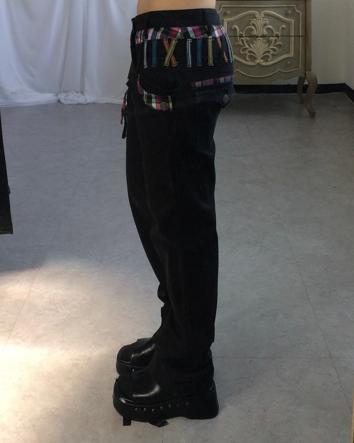 Double waist patch work point pants 상품이미지7