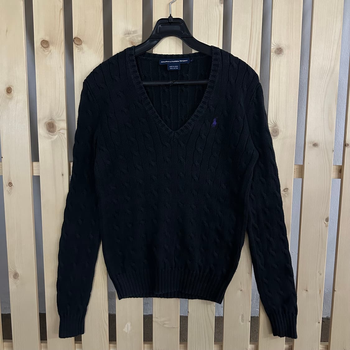 (S) 폴로 블랙 케이블 니트 스웨터 상품이미지1