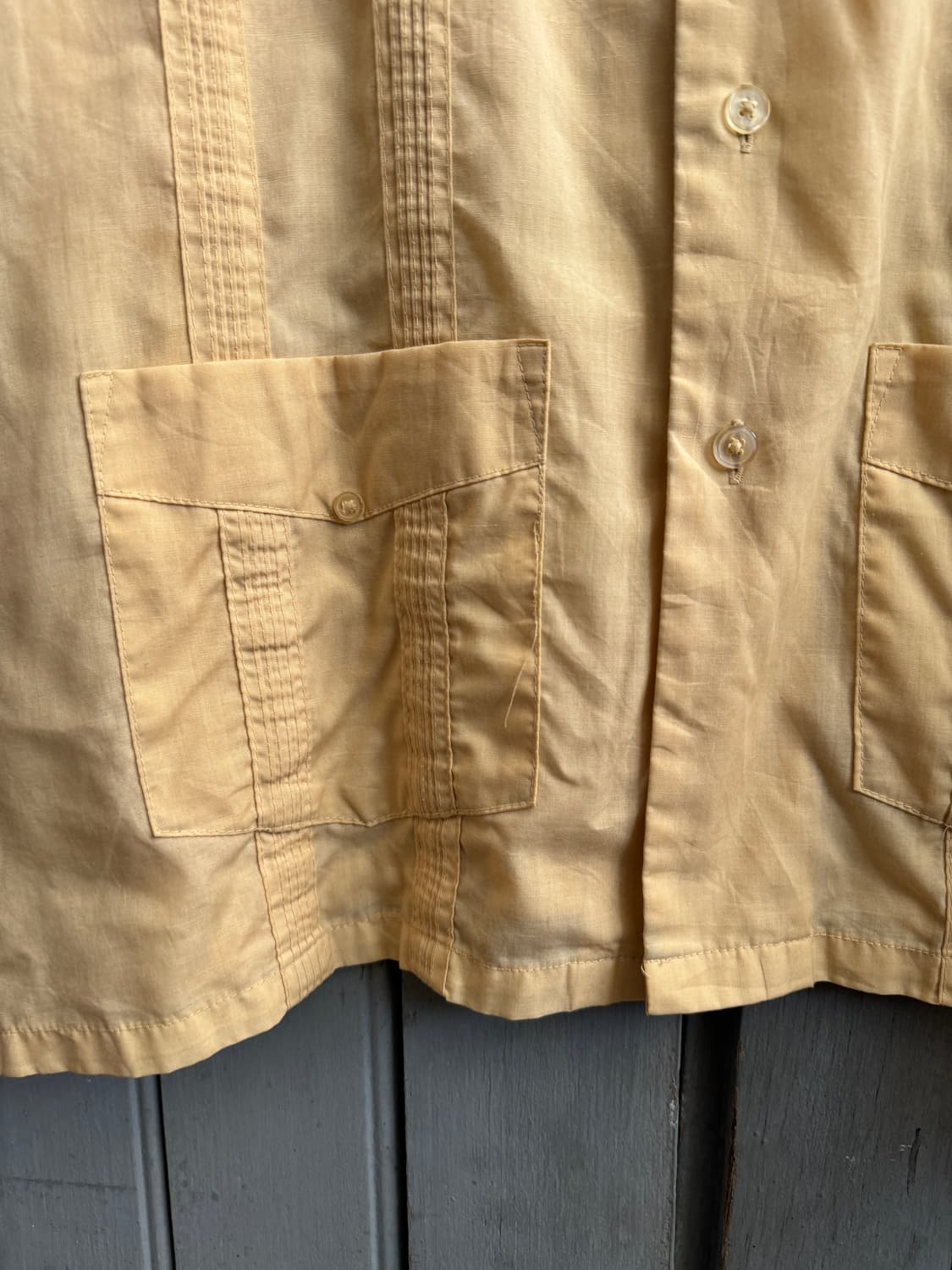 [2XL]90's GUAYABERA 파스텔옐로우 구아야베라 셔츠 상품이미지4