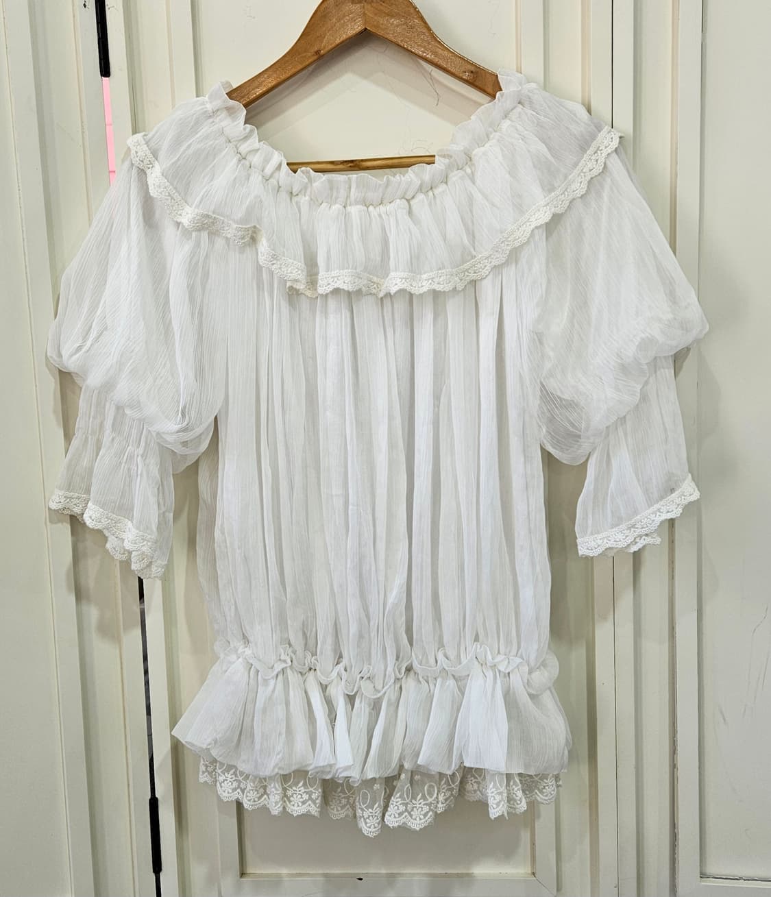 리즈리사(LIZ LISA) 레이스 쉬폰 오프숄더 블라우스 상품이미지6