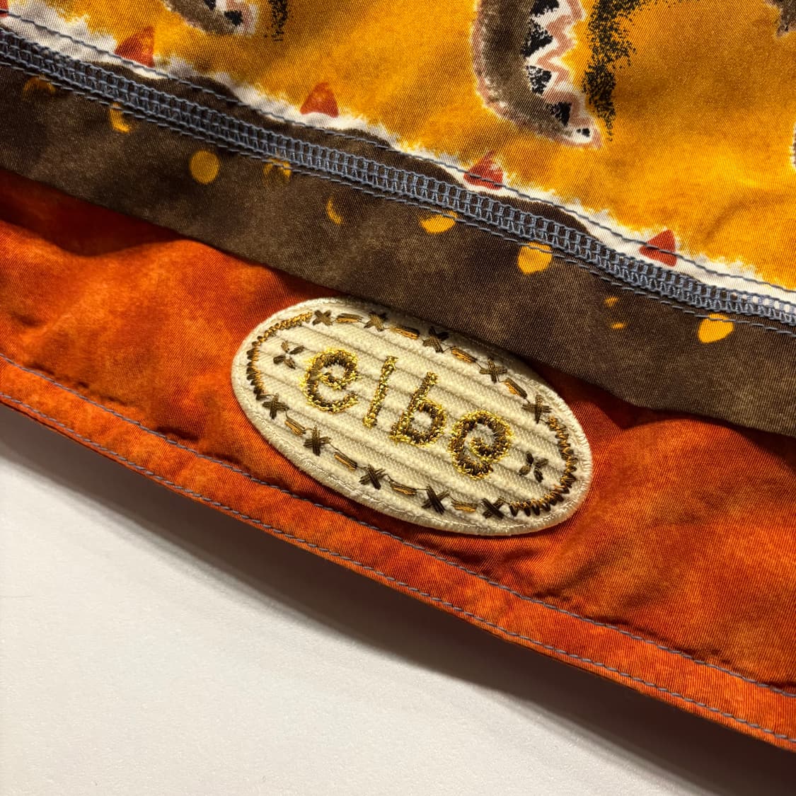 [M] ELBE 엘페 오렌지색 빈티지 패턴 후드 집업 자켓 C353 상품이미지10