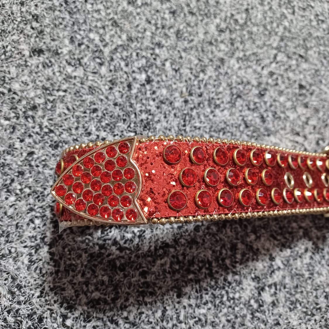 미사용 레드 큐빅 스팽글 벨트 상품이미지6