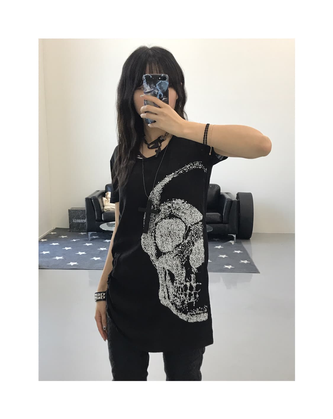 Vintage Skull Cubic Short Sleeve T-Shirt 상품이미지1