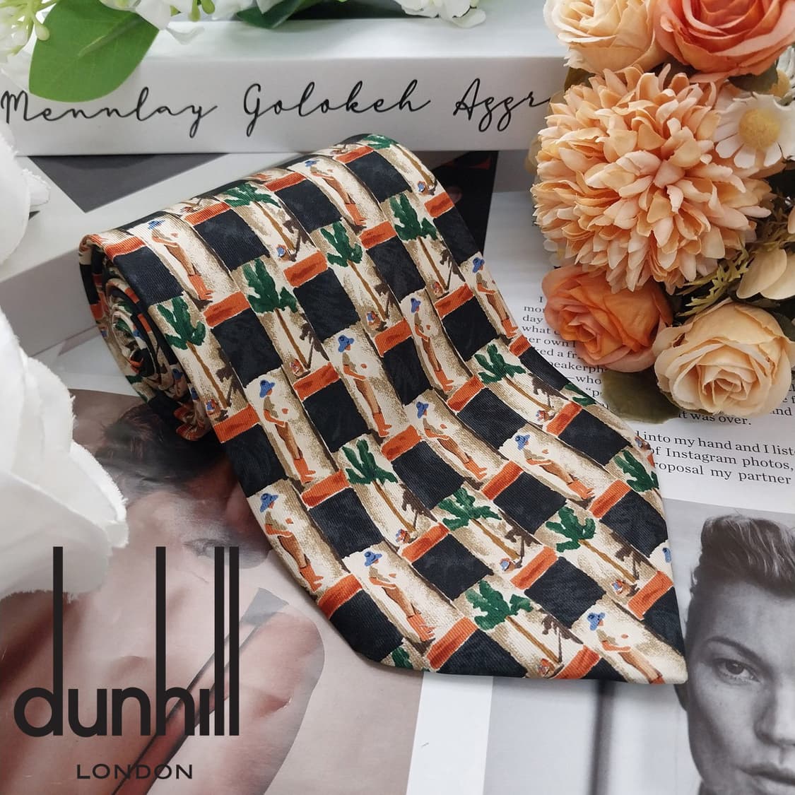 던힐 실크 블랙 패턴 넥타이 9.9cm A+등급 K1822
 상품이미지2