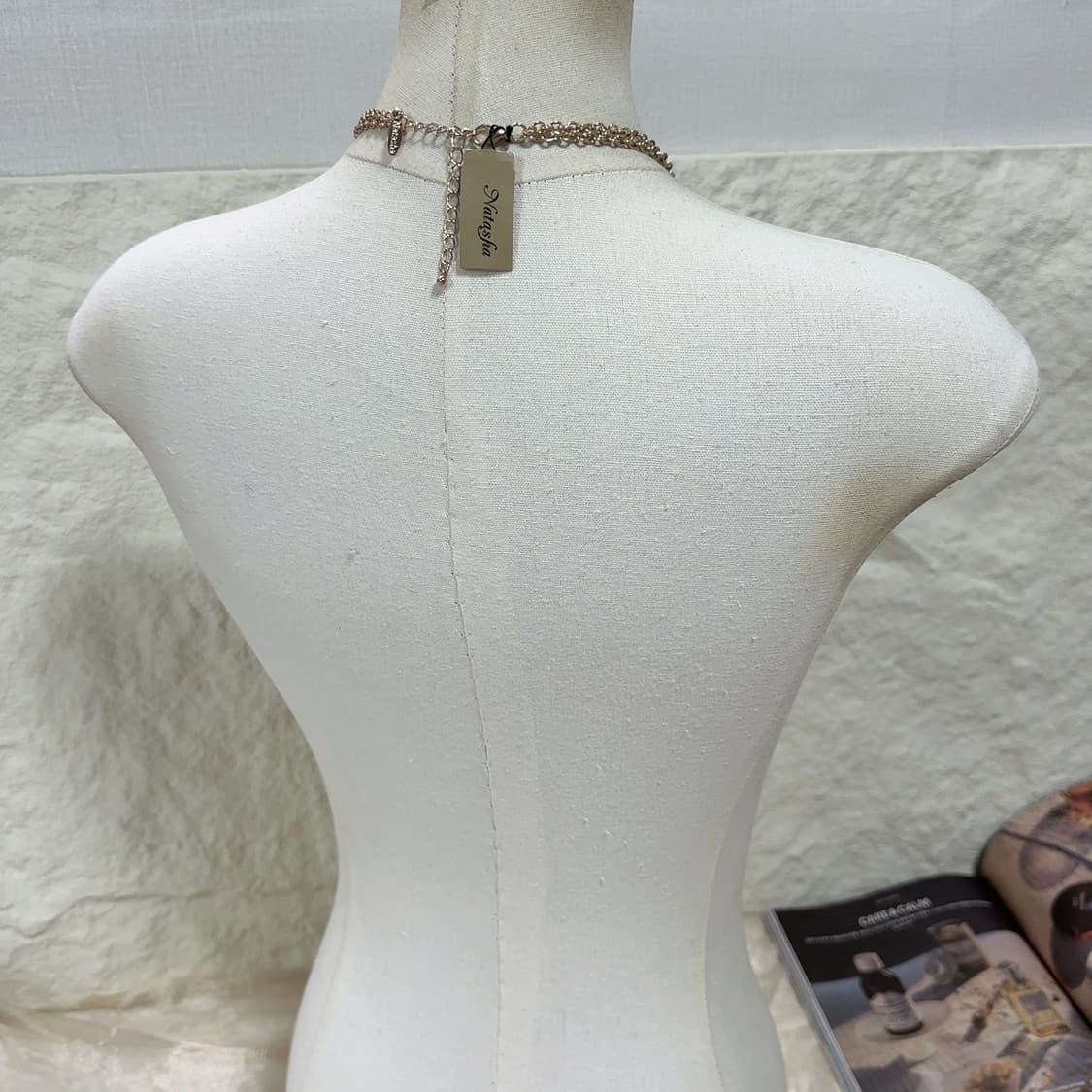 빈티지 Natasha 로즈골드톤 플라워 오리엔탈 쿠바체인 목걸이 상품이미지3