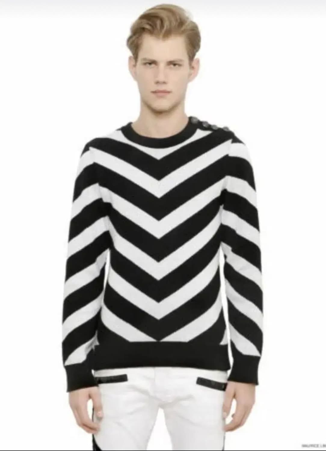 [M] 발망 X H&M 쉐브론 은장 니트 스웨터 상품이미지3