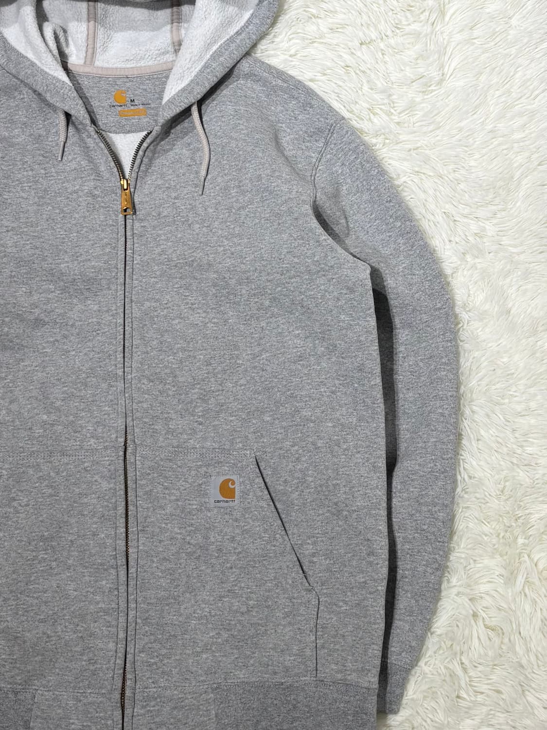 칼하트 그레이 스몰로고 후드집업 상품이미지5
