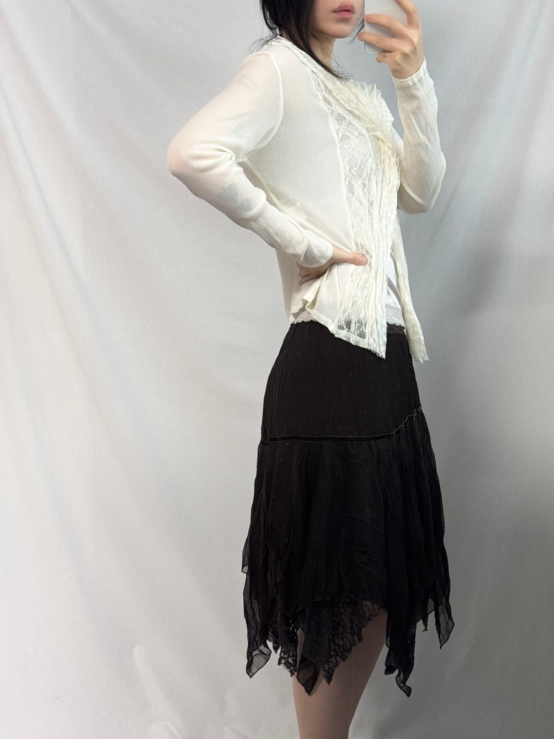 패턴 레이스 디테일 가디건 상품이미지3