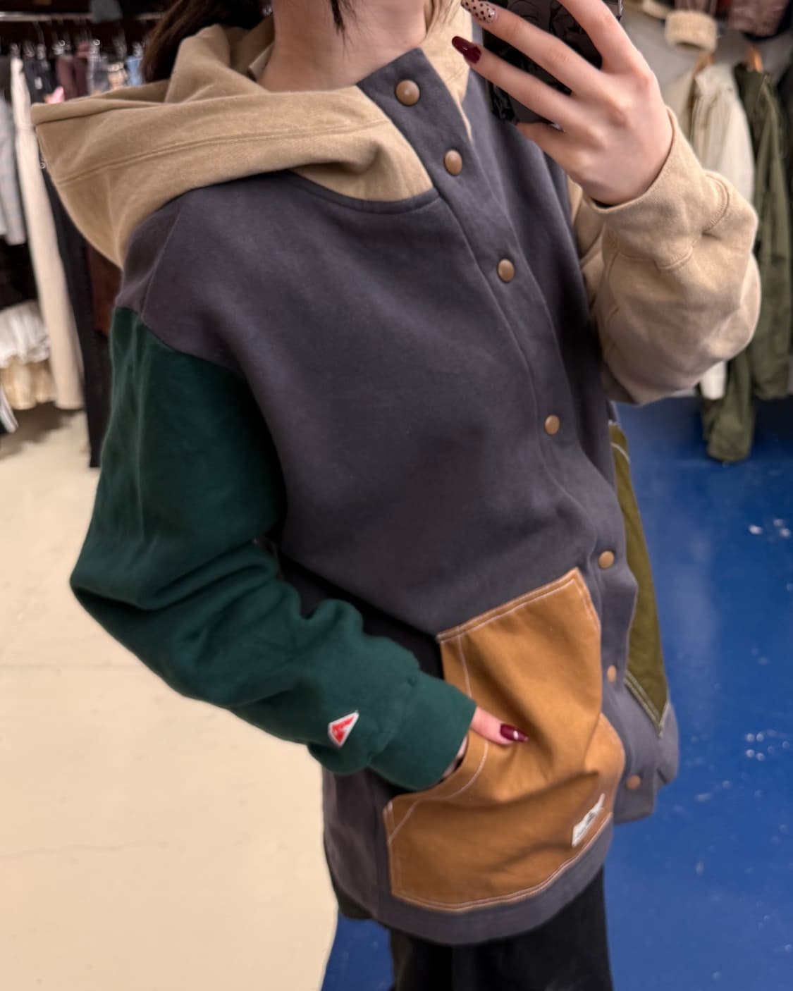 Camplay 컬러블록 히피 후드 자켓 상품이미지2