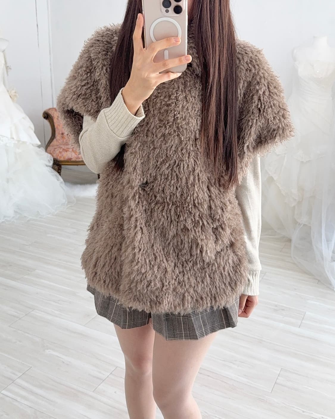 Mocha mousse fur half jacket 상품이미지2