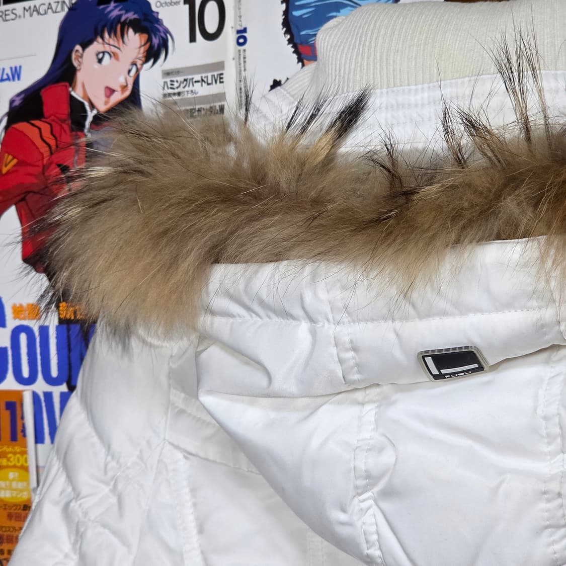 후부 덕다운 라쿤 퍼 화이트 퍼패딩 상품이미지7