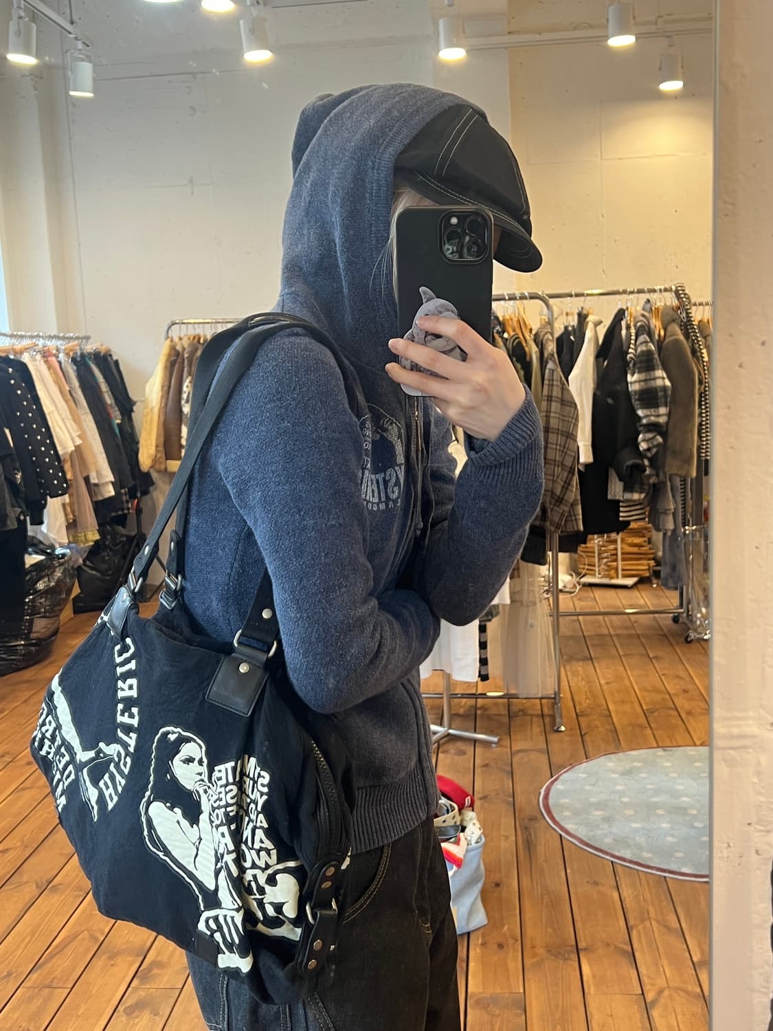 히스테릭글래머 네이비 히스걸 패치 후드집업 상품이미지2