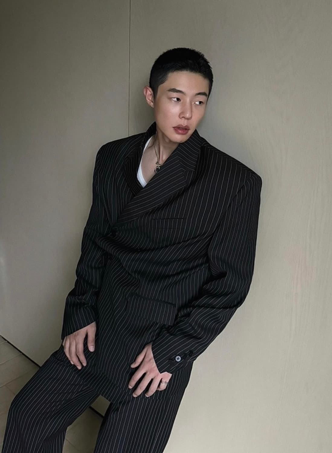 Weave studio 렉토맛 스트라이프 랩 블레이저 셋업 XL 상품이미지3