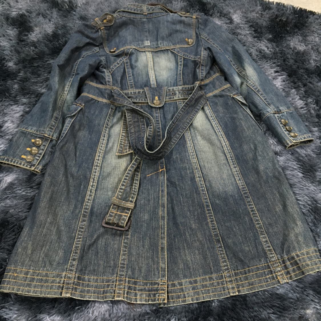 투티/0319 ENC fox 퍼 데님 코트 배색 털 빈티지 Y2K 상품이미지4