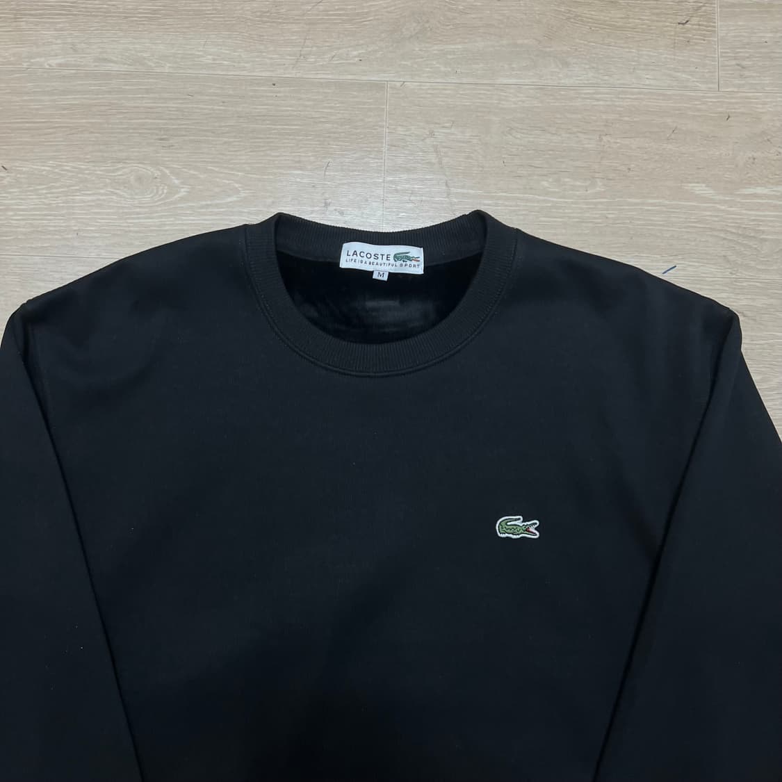 라코스테 자수로고 안감 맨투맨 크루넥 티셔츠 [블랙] M/95 상품이미지2