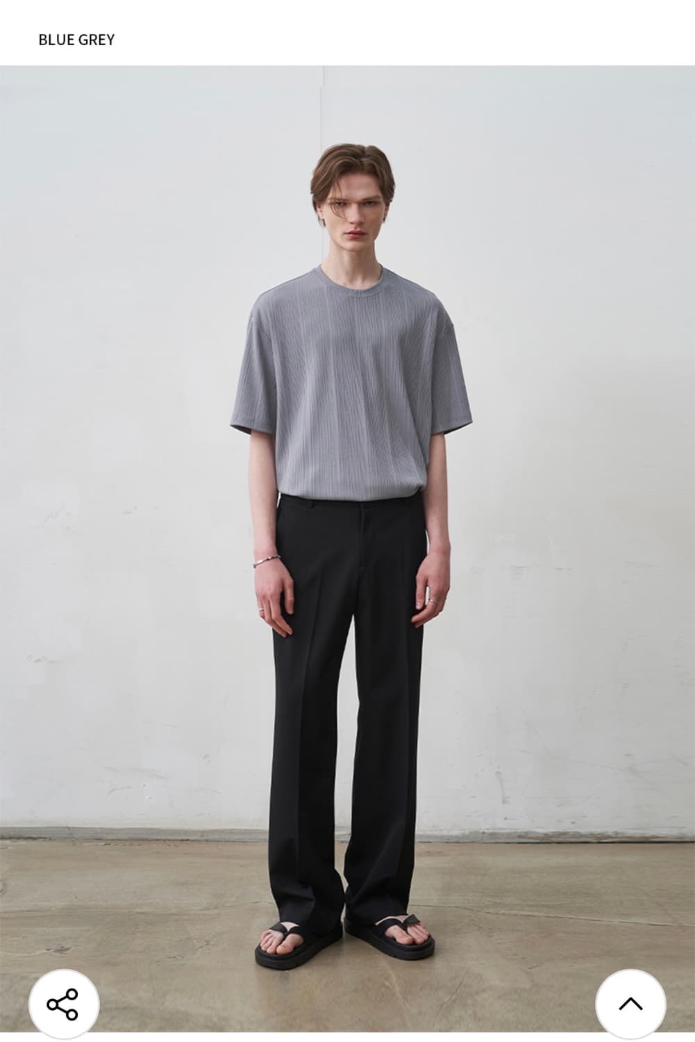 (새상품)(L) 드로우핏 포멀릭 리브드 티셔츠 [BLUEGREY] 반팔 상품이미지4