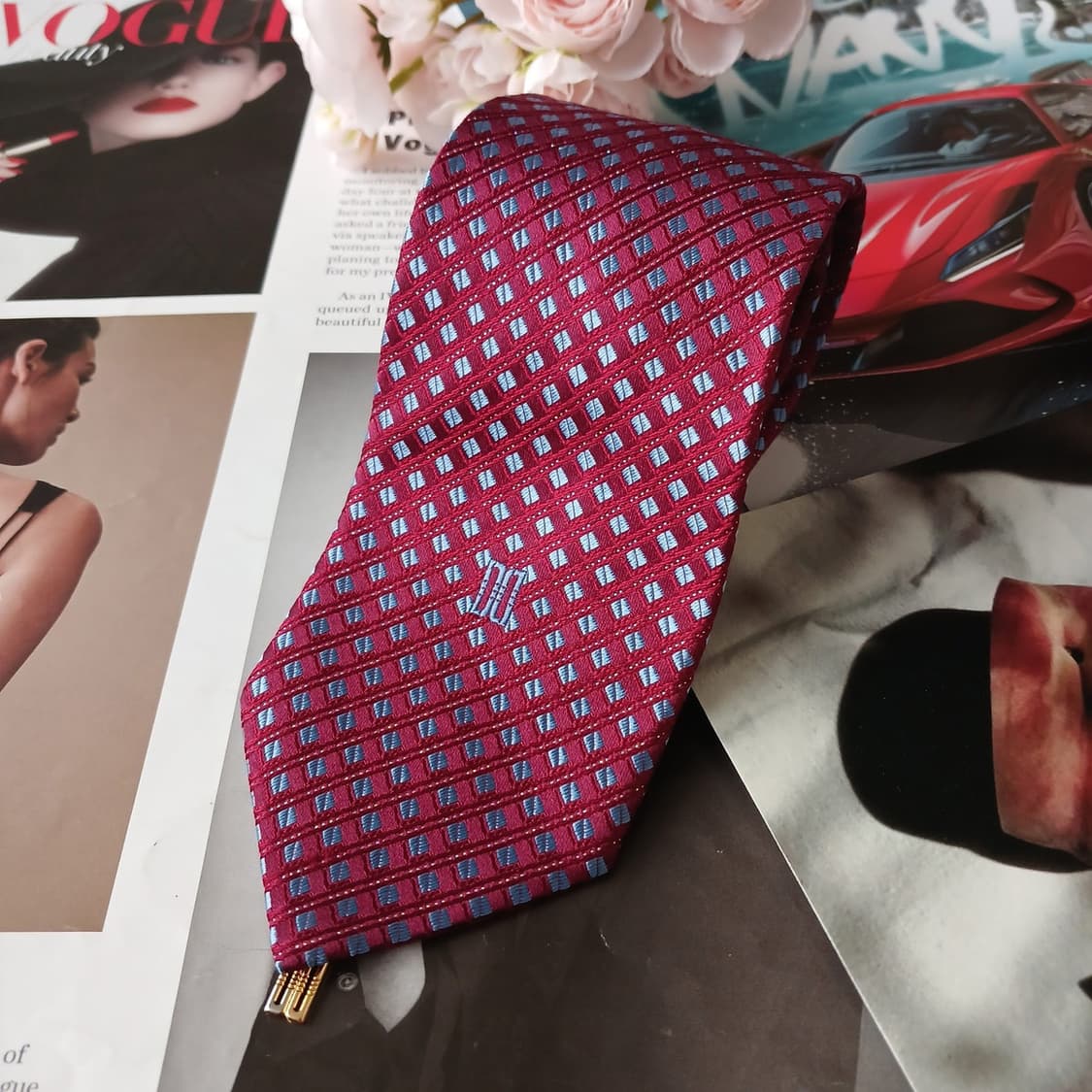 닥스 실크 버건디 패턴 넥타이 8.1cm A+등급 A19401
 상품이미지2