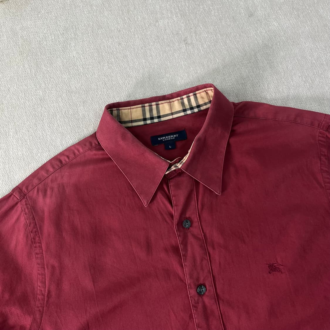 100 버버리 백화점택 기마로고 버건디 셔츠 상품이미지5