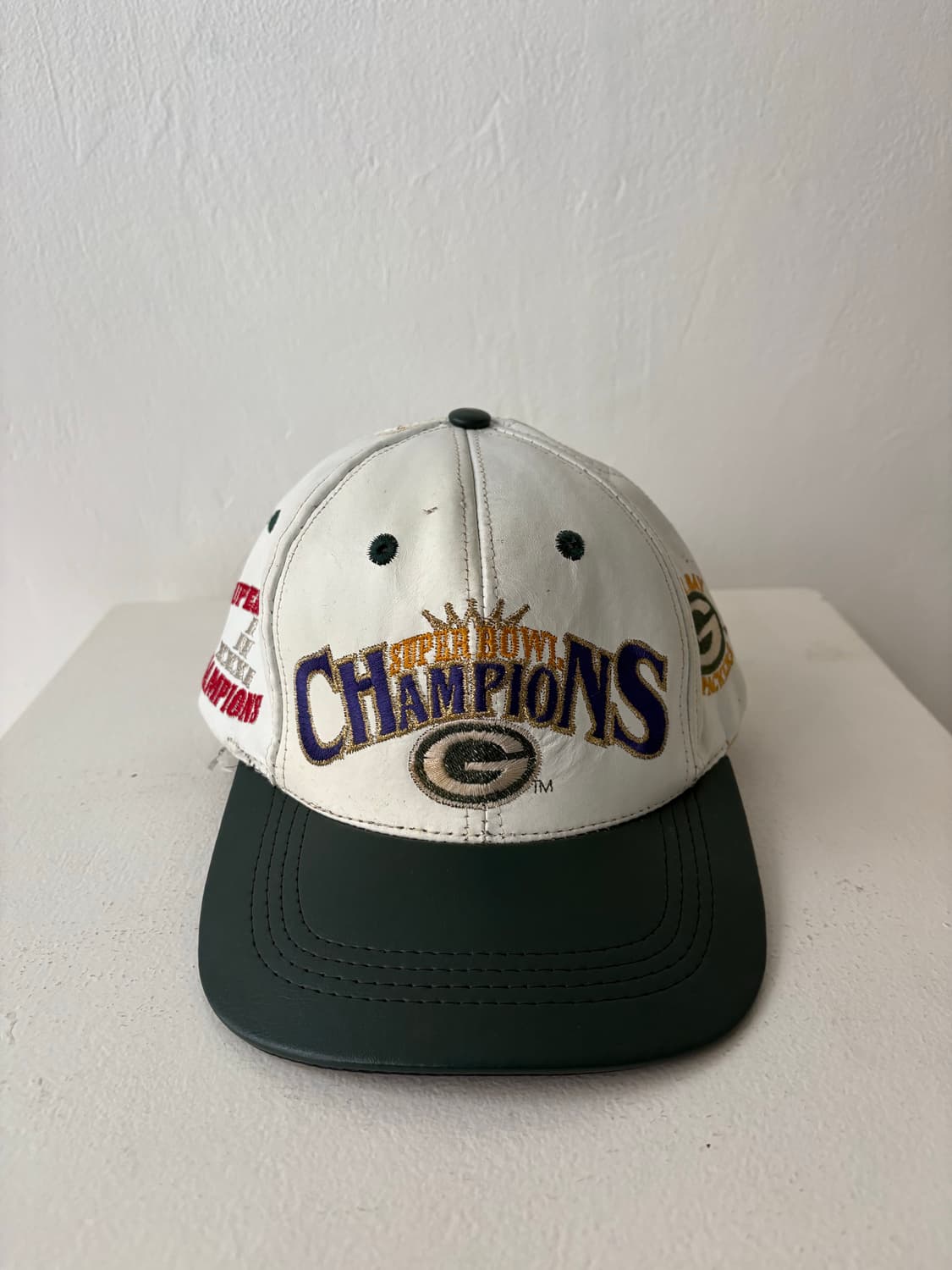 90's NFL Green Bay Pakers Leather cap 상품이미지1