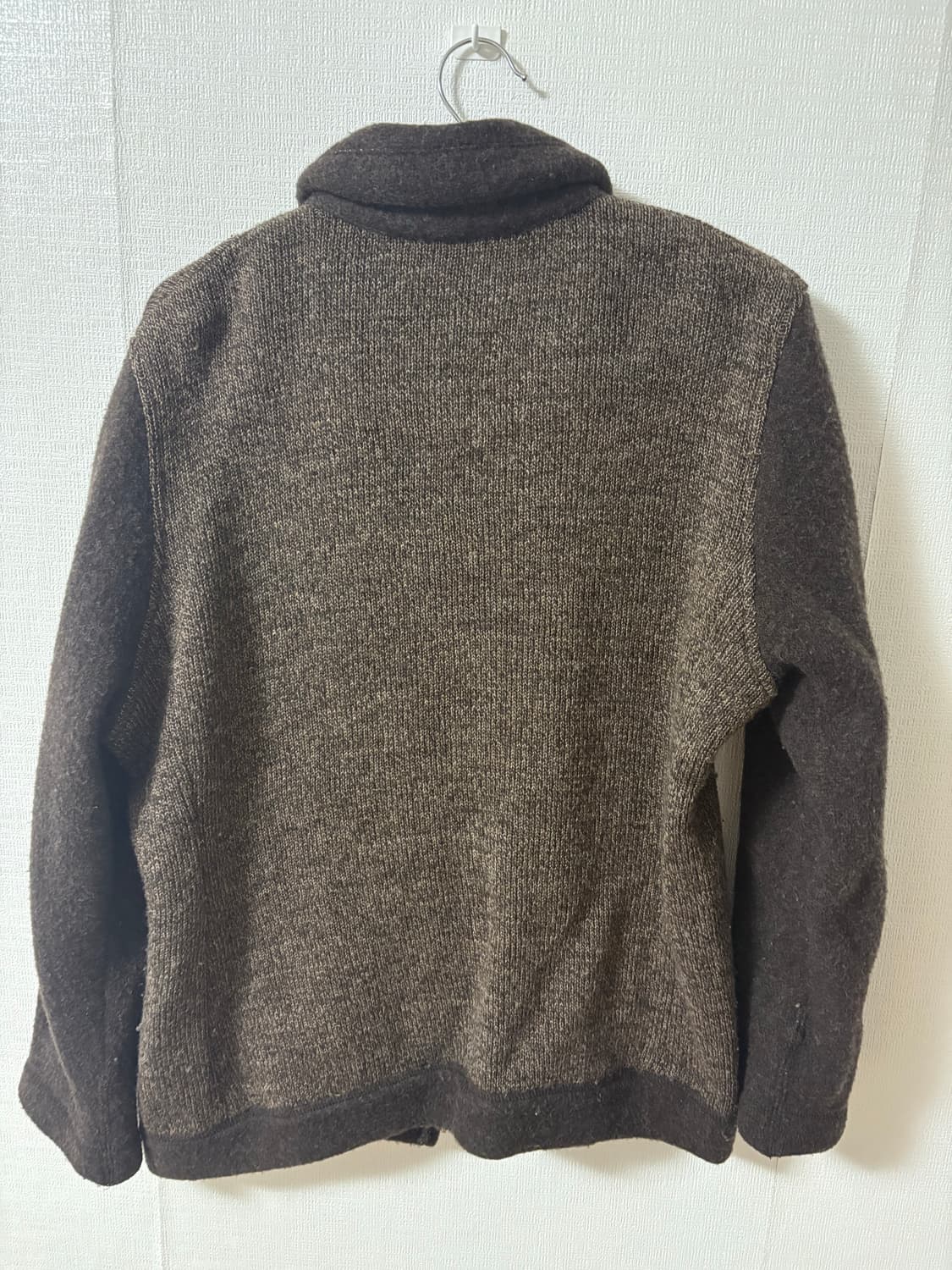 빈티지 배색 브라운 니트 카라 집업 후리스 폭닥 남녀공용 상품이미지2