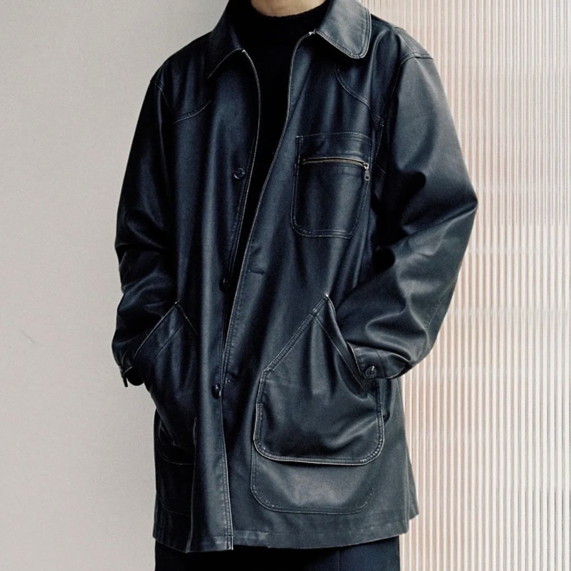 FFATS 비건 레더 워크 카 코트 상품이미지2