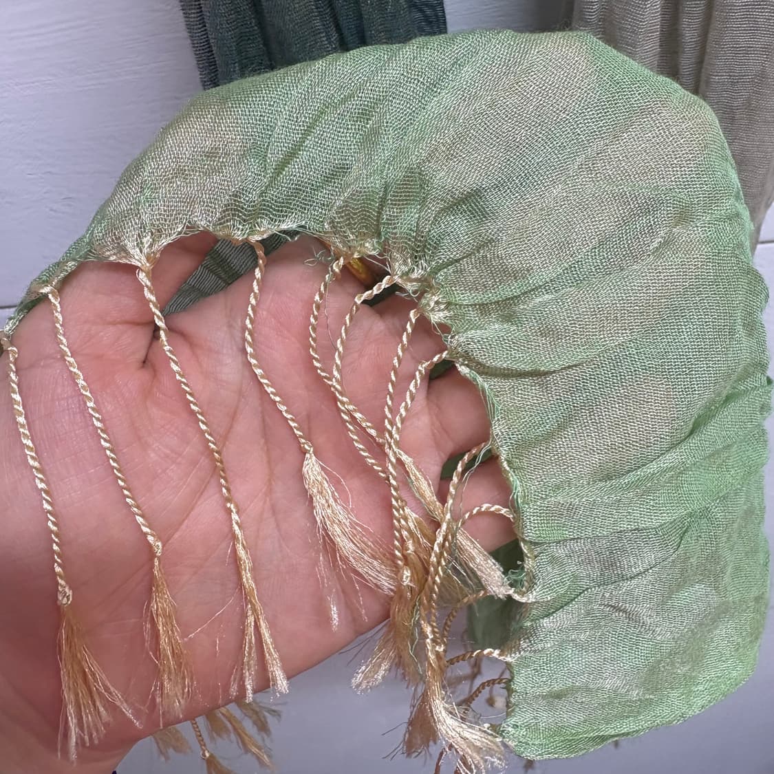 패치워크 카키 베이지 스카프 머플러  상품이미지7