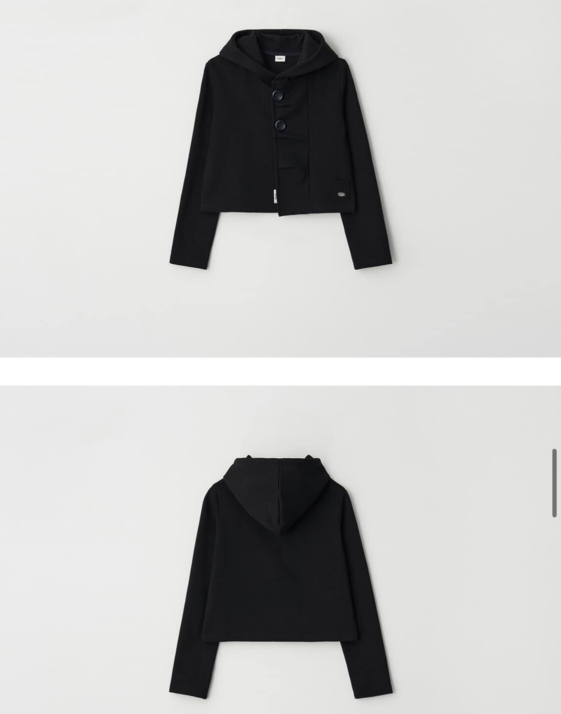 BIG BUTTON PLEATED HOODED CARDIGAN BLACK 상품이미지2