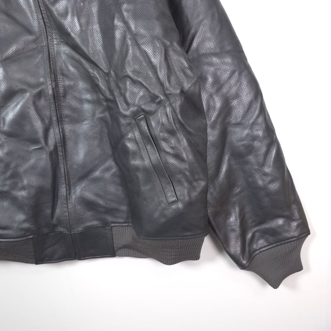 션존 Y2K 올드스쿨 펀칭 리얼 레더 자켓 XXL 상품이미지4
